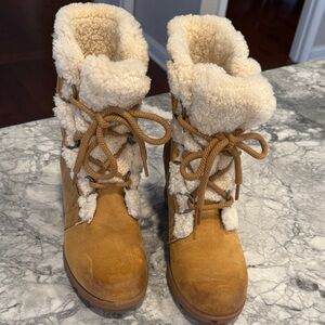 Sorel Tan and Cream Shearling Boots